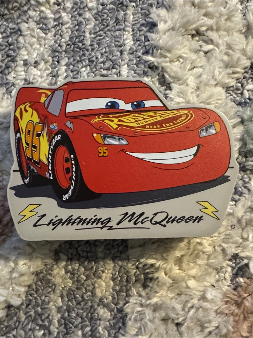 Disney Lightning McQueen Block Figure Red and Yellow Decorative Accent